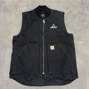 Carhartt Vest Mens Medium Black Quilted Lined Duck OV0001-M